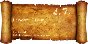 Linder Timur névjegykártya